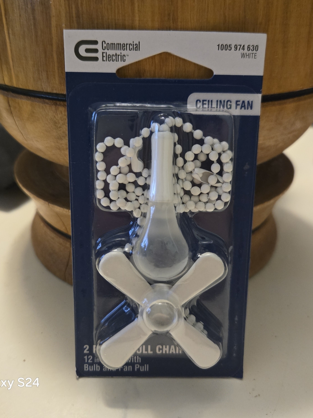 White Ceiling Fan Pull Chain with Cross Handle